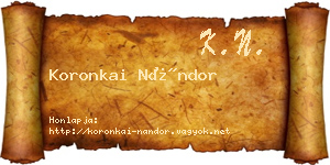 Koronkai Nándor névjegykártya